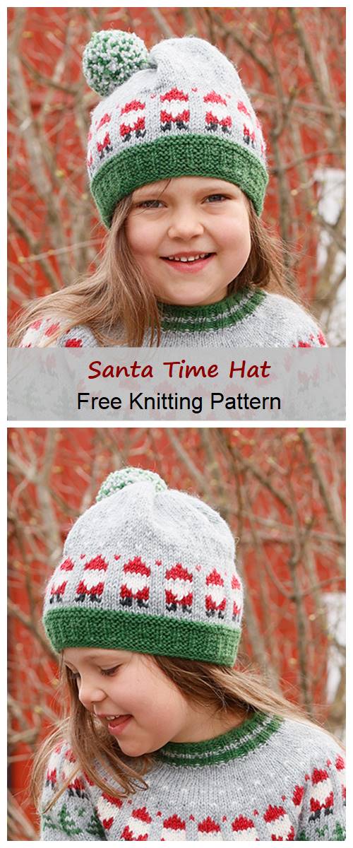 Santa Time Child Hat Free Knitting Pattern - Your Crafts